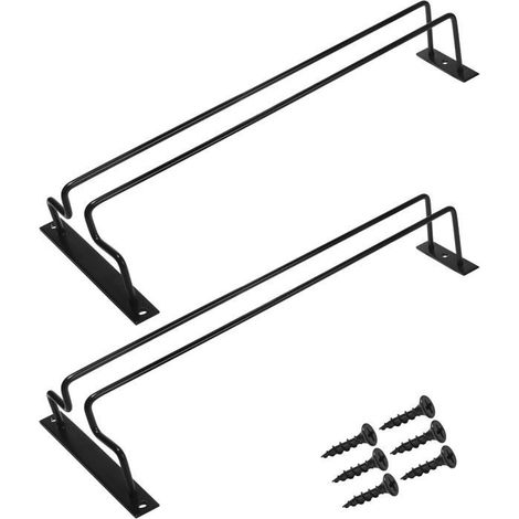 Lot de 2 porte-verres vin muraux – 40x13x5,5 cm – Métal suspendu – Organisateur bar (1/5)