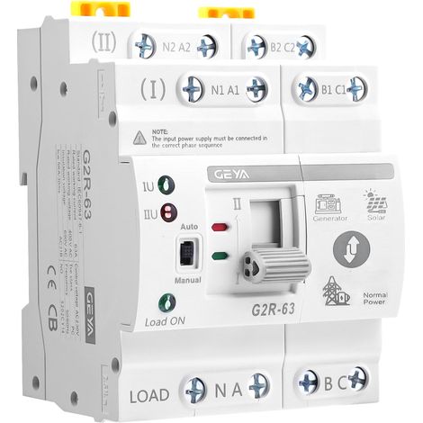 Mini ATS Interrupteur de transfert automatique Double alimentation Alimentation continue Type rail DIN(4P 63A AC220V) (1/5)