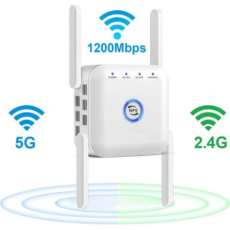 Repetidor Wifi - Doble Banda AC1200 - 2,4 GHz y 5 GHz - Modo Repetidor y Punto de Acceso - Puerto Ethernet - Blanco - 1 Unidad (1/5)