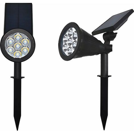 Lot de 2 lampes solaires colorées pour pelouse, 7 LED, éclairage paysager extérieur pour jardin et cour, RGB (lumière blanche)-AquaForge