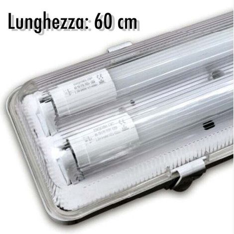 YMYNY Plafonnier étanche complet avec 2 tubes néon LED de 60 cm pour plafond et mur IP65 -