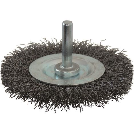 Brosse circulaire sur tige 6mm fil acier ondulé 50mm Sodise