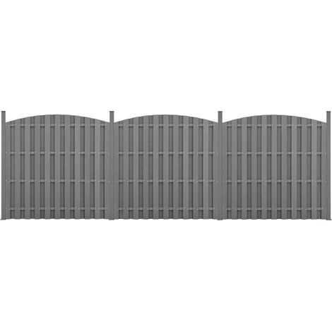 WPC Gartenzaun mit Rundbogen (165-185)x562 cm Grau [neu.holz]