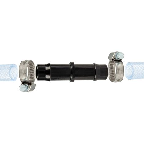 tecuro Schlauchverbinder beidseitig Ø 21 mm, mit Edelstahlschlauchschellen - Nylon schwarz (1/3)