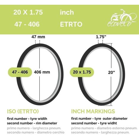 Pneumatico 20 X 1.95 (50-406) copertone Stradale bianco 20” Bicicletta BMX Bambino City Bike Bambino