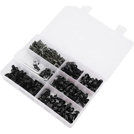 Schraubensatz für Windschutzscheibenverkleidung, M5- und M6-Schrauben, schwarzes Motorradzubehör, 198-teilig (1/5)