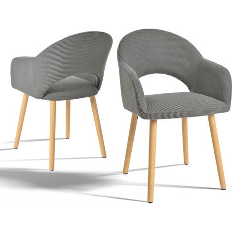Goeurvant Sillas de comedor cómodas con respaldo en forma de media luna y reposabrazos ergonómicos, La combinación perfecta de soporte y estilo - Juego de 2 - Gris