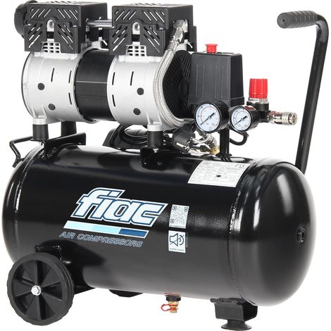 FIAC Compressore d'Aria Mobile Silenzioso SUPERSILENT 24, Compressore Aria Senza Olio, Pressione Massima 8 Bar, Potenza 1 CV, Serbatoio 24 Litri, Rumorosità 58 dB LpA (1/5)