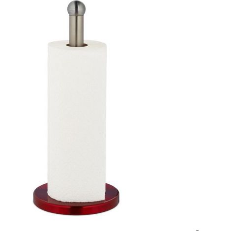Support Essuie-Tout - Acier Inoxydable - Pour Plan De Travail Cuisine - 35 x 15 cm - Argenté Rouge (1/5)