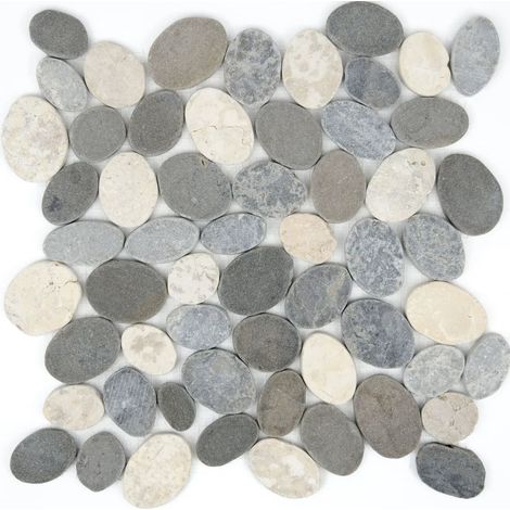 MOSAIQUE GALET SCIE MIX GRIS 1 PLAQUE 30 x 30 CM CASA LINEA