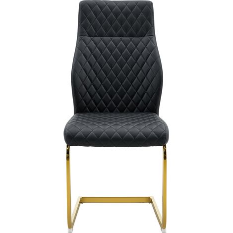 Juego de mesa de comedor redonda de vidrio templado 85 cm con 4 sillas negro y dorado (1/5)