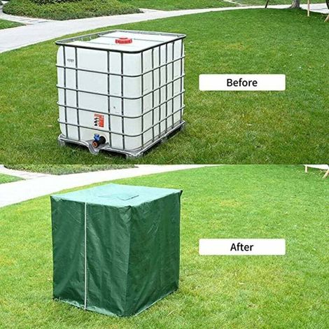 Bache pour Cuve 1000L, Bâche de Protection Solaire pour réservoir d'eau de Pluie IBC, Anti-poussière Anti-UV, Housse de Protection, bâche de Protection vert (116 x 100 x 120 cm) (1/4)