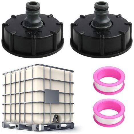 Pack of 2 IBC Tank Cap Adapter S60x6, 1/2 Inch Garden Hose Connection, Suitable for IBC Rainwater Tanks, Durable and Leak-Proof, for Garden and Industry (1/5)