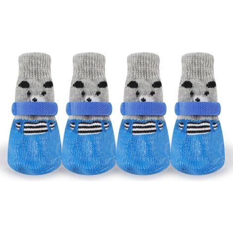 4 Chaussettes pour chiens, bottines antidérapantes ajustables, protection pattes intérieur extérieur (1/5)