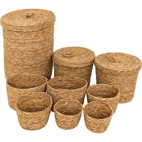 Set aus 9 runden Körben Little Cottage Binsen D14 19 24 28 35cm - Atmosphera créateur d'intérieur (1/5)