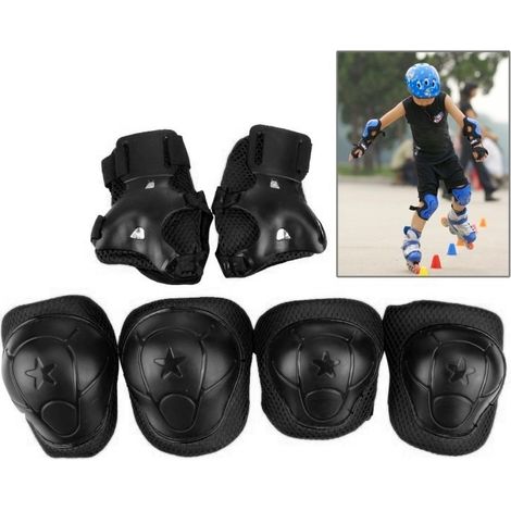 Genouillères, coudières, protège-poignets - Pour enfants - Noir
