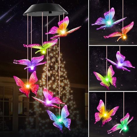 Carillon éolien solaire papillon, pour lampes solaires extérieures, décoration extérieure, suspension (1/5)