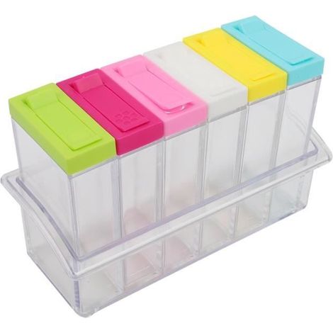 Boîte d'assaisonnement - QIILU - 6 pièces - Écologique - Matériau PP - Pratique et transparent (1/4)