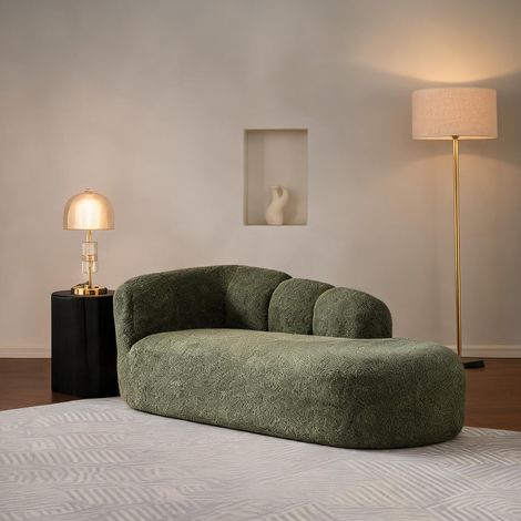 Canapé 2 places en chenille vert doux design incurvé sans (1/5)