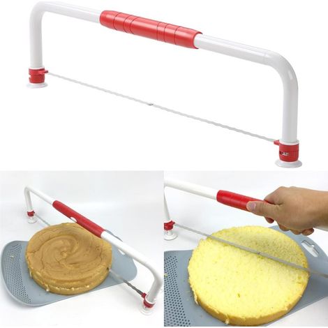 Emporte-pièce réglable pour gâteaux à étages (15 à 40 cm), outil à découper en acier inoxydable (pour le pain et les toasts), rouge et blanc (1/5)