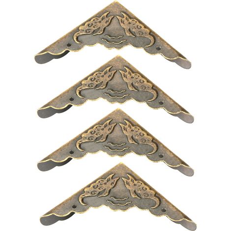 Lot de 12 protections d'angle décoratives en fer bronze vintage pour bordures de boîtes en bois (1/5)