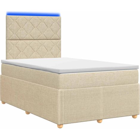 Maison Exclusive - Letto Box Spring LED con Materasso Crema 120 x 190 cm Tessuto (1/5)
