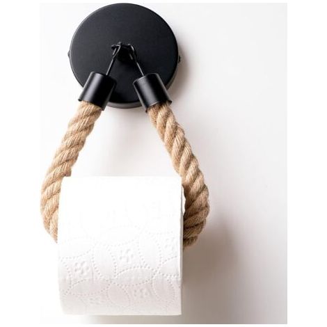 Porte-papier toilette, noir mat - fixation par vis - porte-papier toilette vintage - porte-rouleau de papier toilette vintage (1/5)
