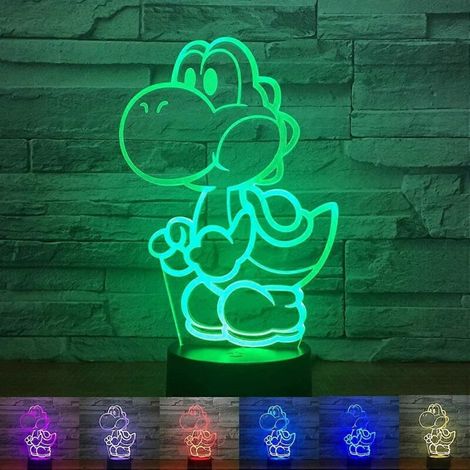 Veilleuse 3D Yoshi, 16 couleurs RGB, télécommande tactile, lampe de table décorative pour chambre d'enfant, cadeau idéal pour Noël (1/5)