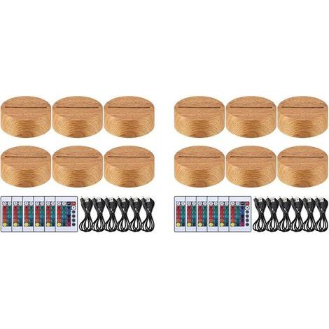 Convient pour le coffret cadeau de 12 pièces comprenant une base lumineuse LED 3D pour veilleuse de Noël, une base d'affichage lumineuse LED 16 couleurs, avec télécommande et câble de données USB. (1/5)