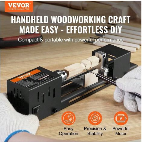 Mini Lathe Machine, 2.76 In X 6.3 In, 24VDC 96W Mini Wood Lathe Tools Milling Machine Accessories, 7 Speeds 4220/5300/5650/6350/6660/7050/8450 RPM, For DIY Woodworking Wood Drill Rotary Tool (1/4)