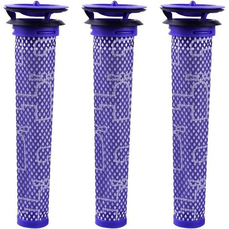 Filtre de rechange pour aspirateurs sans sac – Compatible avec modèles Dyson V6, V7, V8, DC62 – Filtre standard en matériaux combinés, couleur bleue – Lot de 3 pièces