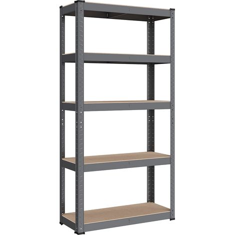Estantería industrial de 5 niveles 150 x 75 x 30 cm carga total 650 kg (130 kg/nivel) estilo industrial estantes ajustables para salón/cocina gris 1 120005446 (1/4)