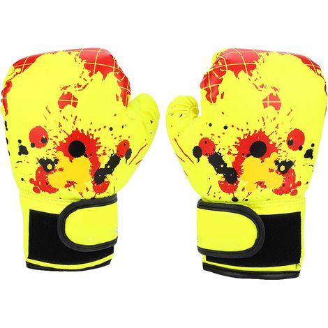 Gants de boxe enfants jaunes pour filles et garçons - Entraînement au combat (1/5)