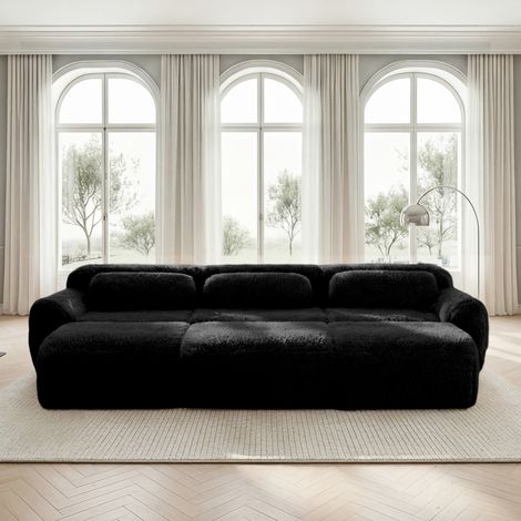 Sofa aus Plüsch in Schwarz, modular und rahmenlos, 2-4 Sitzer, sofort einsatzbereit (1/5)