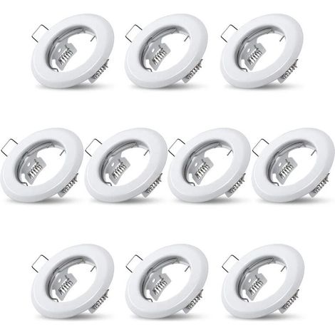 10 focos empotrables de techo, lámpara blanca fija, portalámparas empotrables de acero inoxidable, iluminación para cocina, sala de estar y baño, orificio de empotramiento Ø55 mm