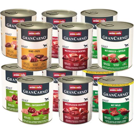 Aliment humide pour chien Animonda GranCarno Adulte Mélange de saveurs 12 x 800 g (1/2)