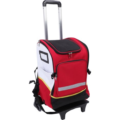 Sac à dos pour outils de ménage, fournitures de grande capacité, sac de rangement, ouverture complète avec barre de traction pour monter les escaliers, rouge (1/5)