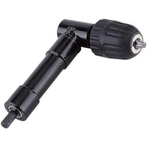 Accessoires pour perceuse d'angle - Rallonge coudée à 90° - Poignée hexagonale de 8 mm - Adaptateur de perceuse d'angle à 90° (plage de mandrin : 0,8-10 mm) - Une pièce, Jiujiuso noir (1/3)