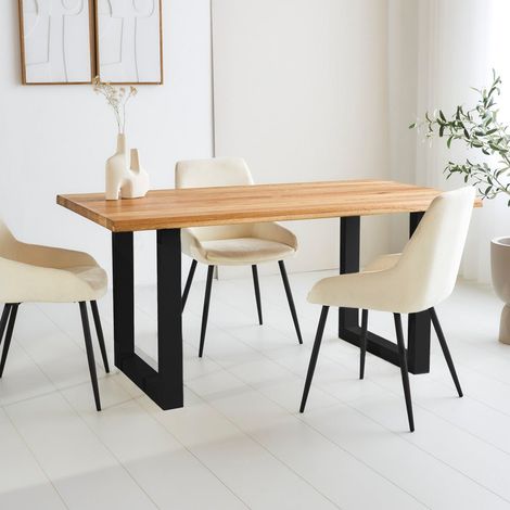Table à manger Milas en chêne avec pied en U noir (1/2)