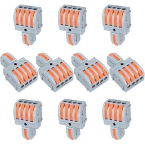 10-polige Klemmen, 1 Eingang, 4 Ausgänge, Anschlussklemme mit Hebel, Kabelverbinder, mit Leiterklemme 0,2–4 mm², für Heimwerkerprojekte (1/5)