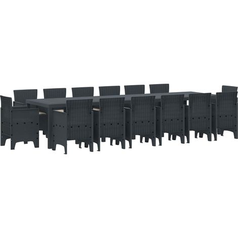 Garten Essgruppe 15 pcs Anthrazit Polt Rattan (1/5)