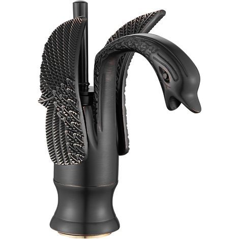 Grifo de baño con forma de cisne, de bronce frotado con aceite, monomando, monoorificio, grifo para lavabo de baño, grifo para lavabo de encimera, lavabo. (1/5)