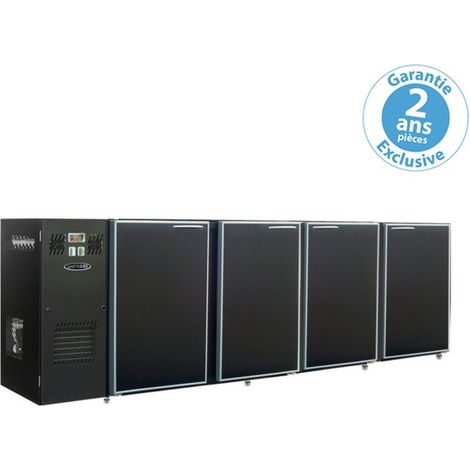 Arrière-bar - profondeur 700 - groupe logé - 4 moyennes portes pleines - 814 litres - inox - Unifrigor