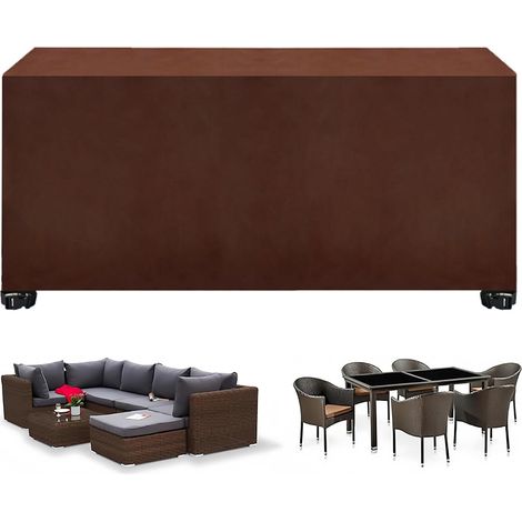 Housse de protection imperméable pour meubles de jardin, 126 x 126 x 74 cm, idéale pour canapés, chaises et tables, marron (1/5)