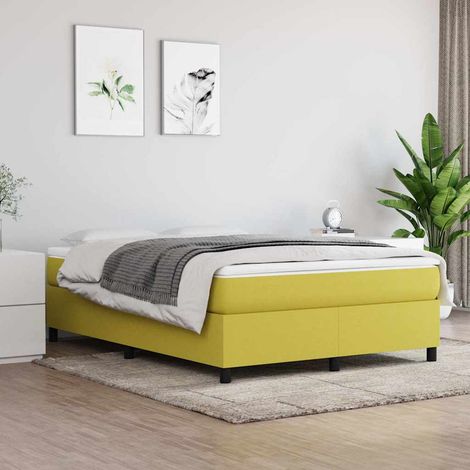 vidaXL Estructura de cama con somier tela verde 140x190 cm (1/5)
