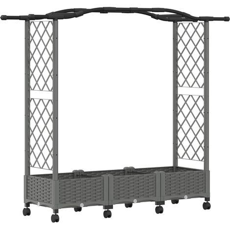 vidaXL Cama elevada con trellis y techo Gris Claro 169 x 40 x 129 cm (1/2)