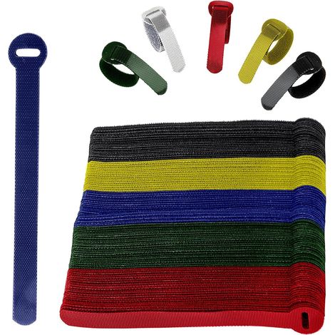 120 serre-câbles réutilisables et colorés, réglables, auto-agrippants et résistants avec boucles (1/5)