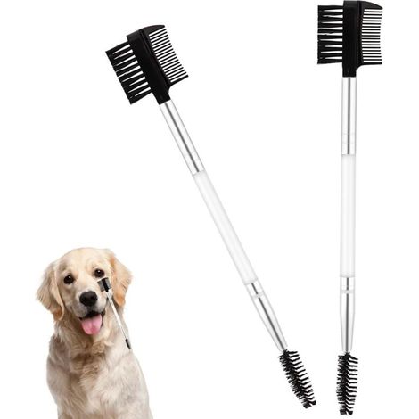 Set di 2 spazzole per occhi per cani a doppia estremità, setole morbide per pulire gli occhi dei cani, sciogliere le macchie di lacrime, pettine per il viso per cuccioli e gatti, strumenti per la toel (1/4)
