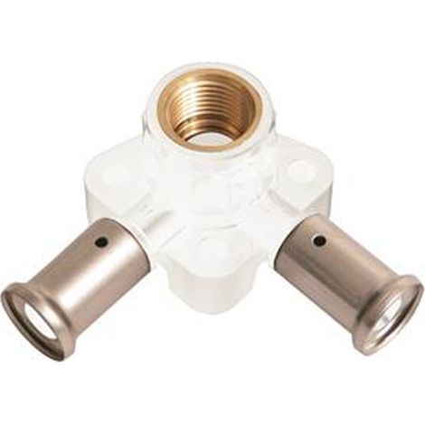 Coude double multicouche PVDF blanc à sertir Ø20x2,0 - Femelle 1/2'' - Ø20x2,0 - Henco