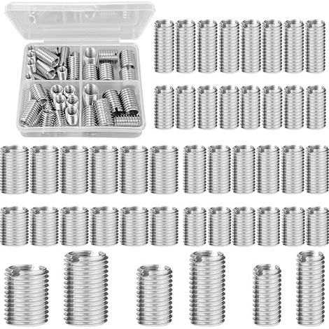 insert fileté, M4-M6 / M6-M8 / M8-M10 kit de réparation de filets, inserts pour écrous hexagonaux, douilles à visser, inserts pour écrous à douille hexagonale en acier au carbone galvanisé